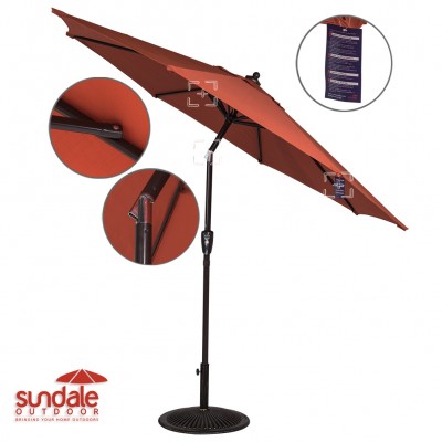 Sundale Outdoor 9 Ft Olefin FadeSafe Fabric Solution Dyed and UV Resistant Patio Garden Outdoor Market Umbrella with Auto Tilt and Crank   